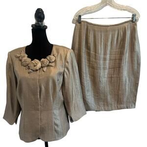 Victor Costa Size 10/12 Vintage 2PC Skirt Suit Blazer Jacket